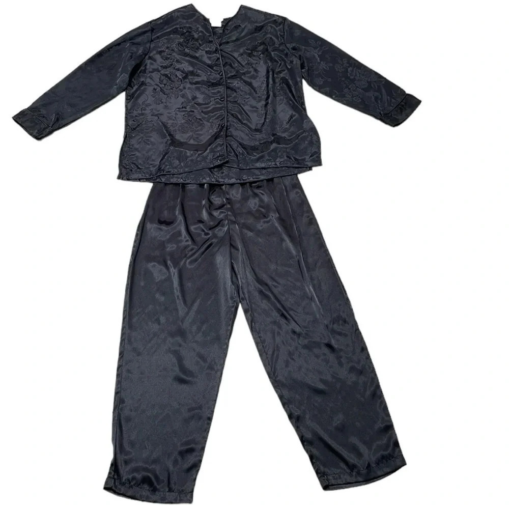 Inner Most PJ Set Women's L Large Black Floral Pajama Top & Bottom Long Sleeve - Picture 4 of 17